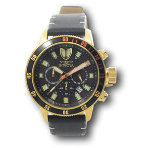 Invicta I-Force Men's 46mm Gold Stainless Black Leather Chronograph Watch 31397-Klawk Watches
