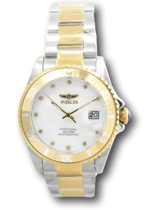 Invicta Pro Diver Women's 38mm 11-Diamonds Two-Tone MOP Dial Quartz Watch 31702-Klawk Watches
