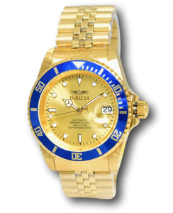 Invicta Pro Diver Automatic Men's 42mm Double Gold Blue Bezel Watch 29185-Klawk Watches