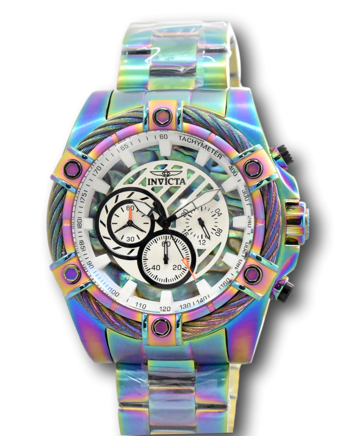 Invicta Bolt Men's 52mm Iridescent Rainbow Abalone Dial Chronograph Watch  38956