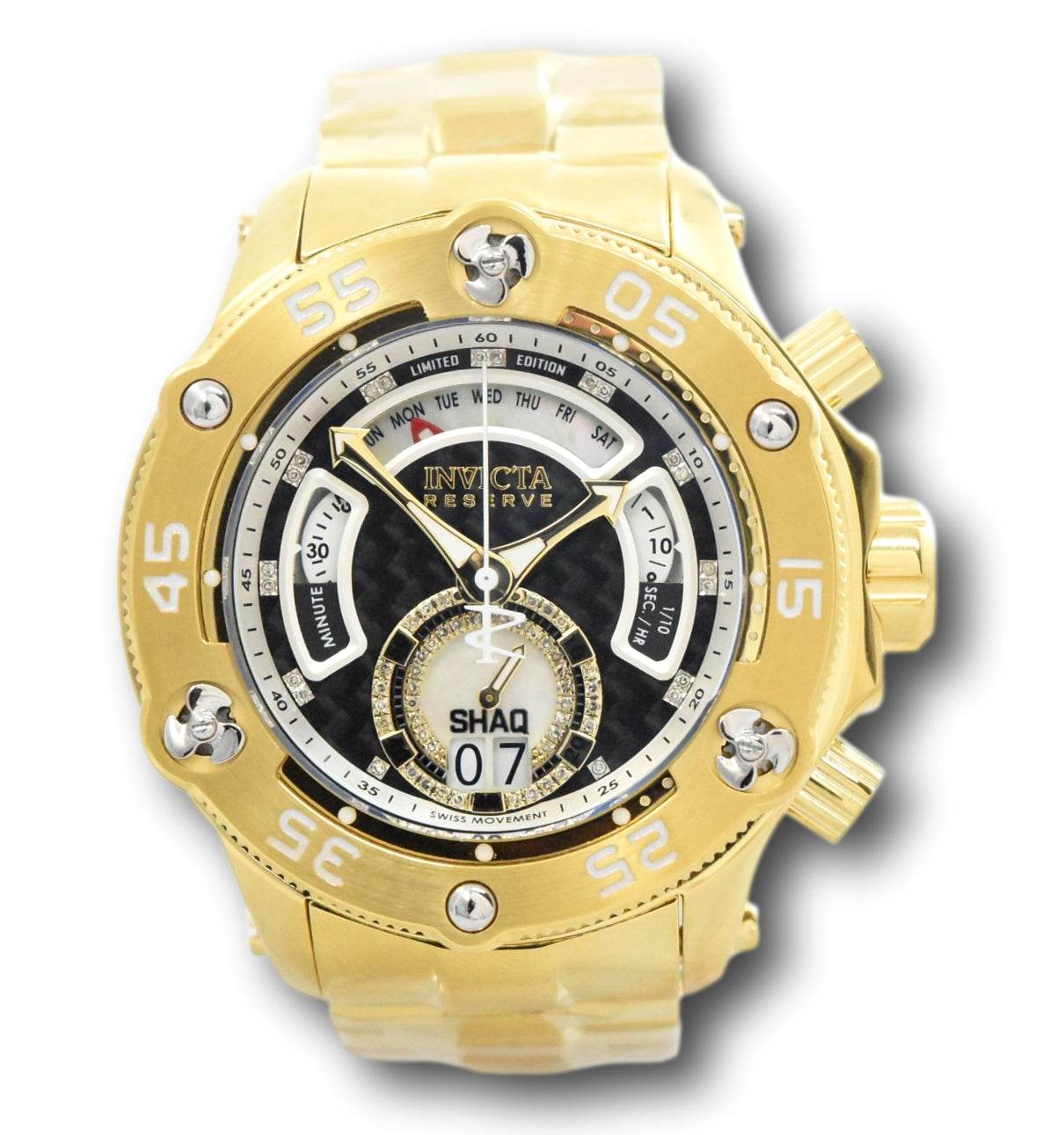 Invicta Men's Chronograph Watch - Shaq Quartz Blue and Gold Tone Dial