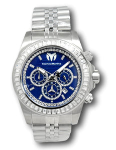 TechnoMarine Manta Ray Luxe Men's 47mm Blue Dial Crystals Chrono Watch TM-221002-Klawk Watches