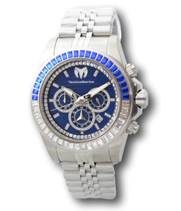 TechnoMarine Manta Ray Luxe Men's 47mm Blue Dial Crystals Chrono Watch TM-221012-Klawk Watches