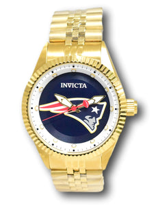 Invicta NFL New England Patriots Mens 43mm Gold Stainless Quartz Watch 42442-Klawk Watches
