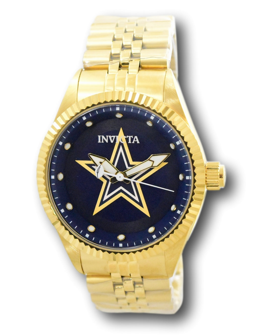 Invicta NFL Dallas Cowboys Mens 43mm Gold Stainless Quartz Watch 4242
