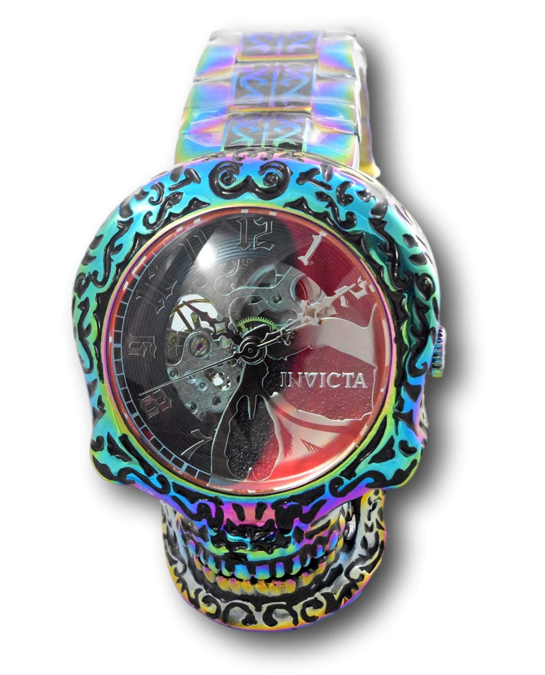 Invicta Artist Skull Automatic Men's 50mm Iridescent Rainbow