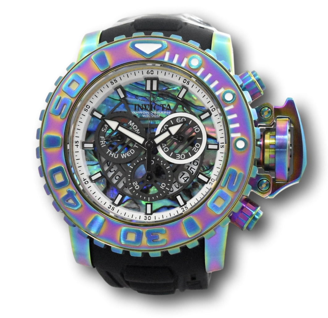 Invicta Sea Hunter Men's 70mm Abalone Dial Rainbow Swiss Chrono Watch 33793 Rare-Klawk Watches
