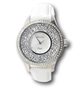 Invicta Angel Women's 40mm Silver Sparkling Crystals White Leather Watch 24591-Klawk Watches
