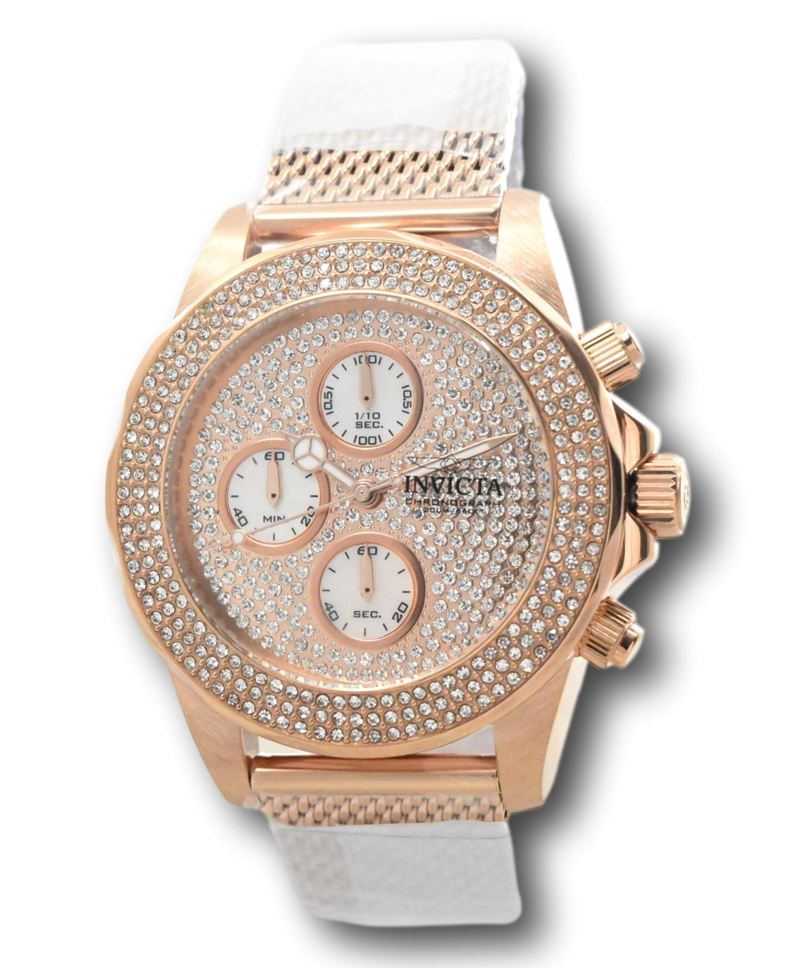 Invicta Pro Diver Women's 40mm Gold PAVE Crystal Chronograph Watc – Klawk Watches