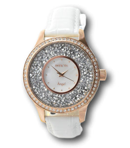 Invicta Angel Women's 40mm Rose Gold Crystal Sparkle White Leather Watch 24588-Klawk Watches