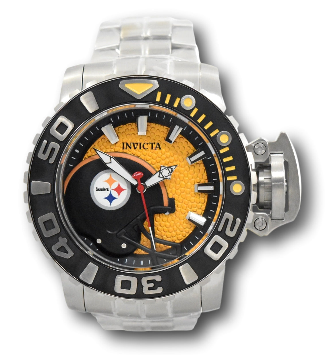 Invicta 42073 Mens NFL Pittsburgh Steelers Quartz 3 Hand Dial Watch Red & Blue