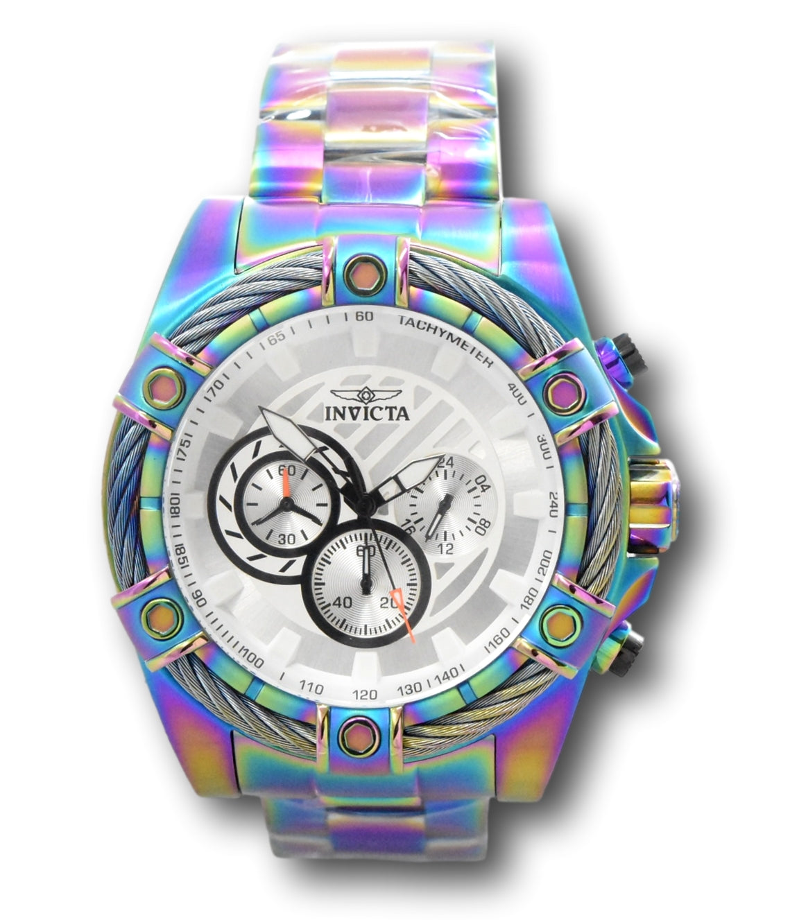 Invicta Bolt Men's 52mm Iridescent Rainbow White Dial Chronograph Watch  25520