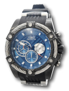 Invicta Bolt Cable Men's 52mm Blue Dial Black Silicone Chronograph Watch 32694-Klawk Watches