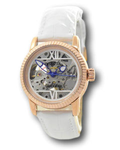 Invicta Objet D Art Automatic Womens 34mm Skeleton Rose Gold Leather Watch 26349-Klawk Watches