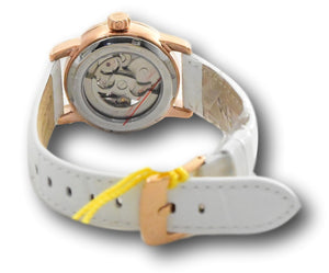 Invicta Objet D Art Automatic Womens 34mm Skeleton Rose Gold Leather Watch 26349-Klawk Watches