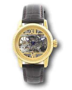 Invicta Objet D Art Automatic Women's 34mm Skeleton Brown Leather Watch 26348-Klawk Watches