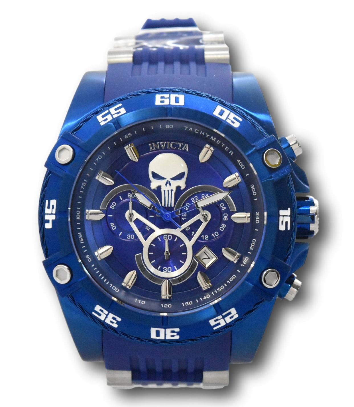 Invicta Marvel Punisher Men's 52mm Electric Blue Limited Ed Chrono Watch  38180