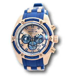 Invicta Bolt Men's 52mm Rose Gold / Electric Blue Chronograph Watch 31434 RARE-Klawk Watches