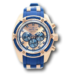 Invicta Bolt Men's 52mm Rose Gold / Electric Blue Chronograph Watch 31434 RARE-Klawk Watches