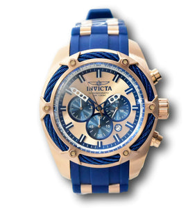 Invicta Bolt Men's 52mm Rose Gold / Electric Blue Chronograph Watch 31434 RARE-Klawk Watches