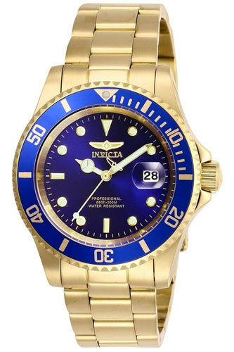 Invicta Pro Diver Men's 40mm Blue Dial Gold-Tone Stainless Quartz Watch 26974-Klawk Watches